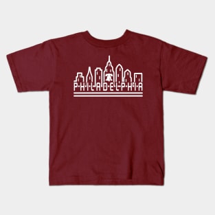 Philadelphia City Skyline White Liberty Bell Vintage Philly Fan Kids T-Shirt